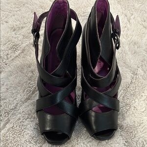 Madden Girl Black High Heel Booties with Strappy Design